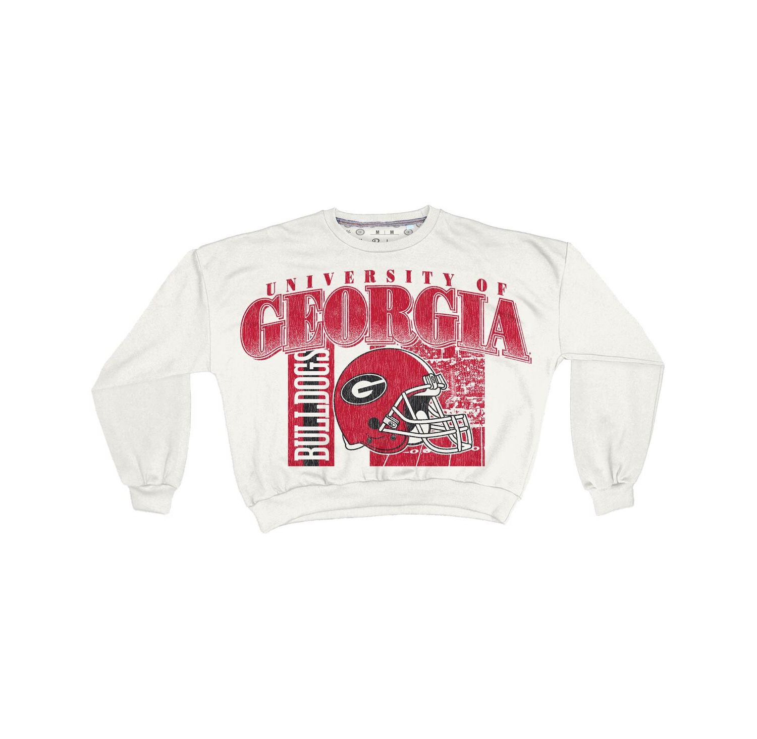 Women's White Georgia Bulldogs Oversized Janice Retro Waist-Length Sweatshirt