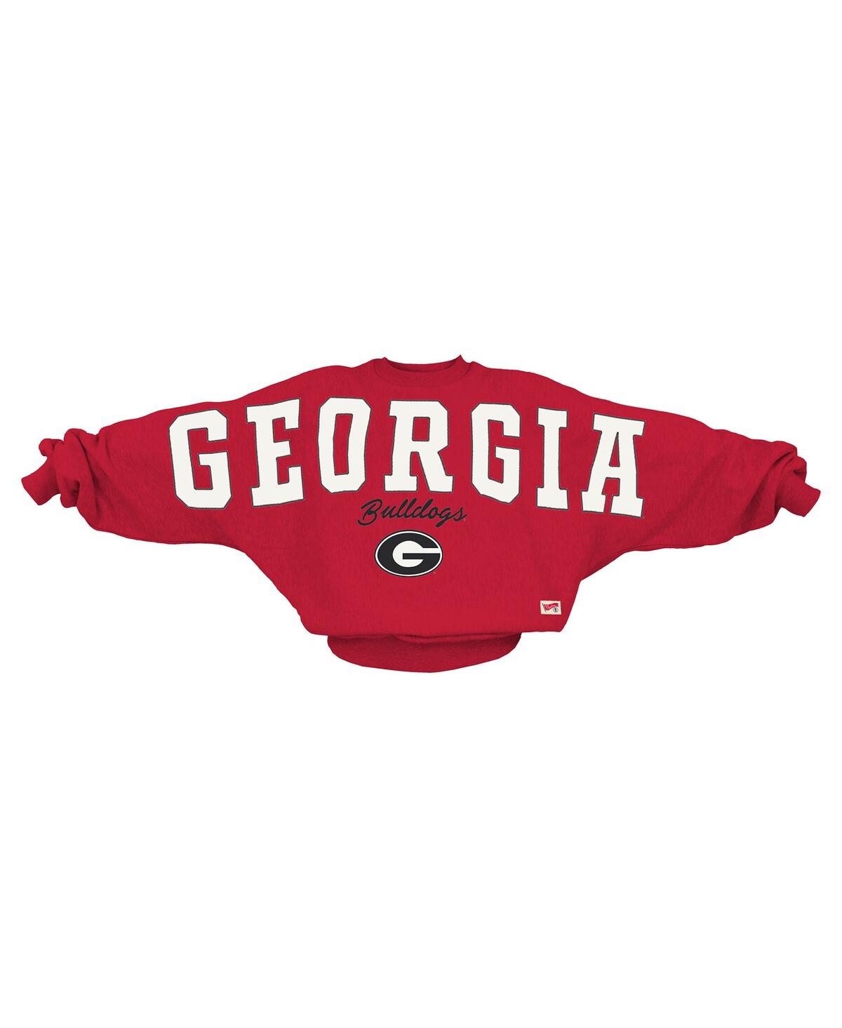Pressbox Women's Red Georgia Bulldogs Flannigan Oversized Dolman Pullover Sweatshirt In Red