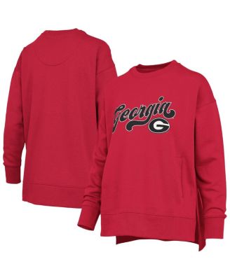 Pressbox - Women's Red Georgia Bulldogs Bonanza Chenille Harper Script Sweatshirt