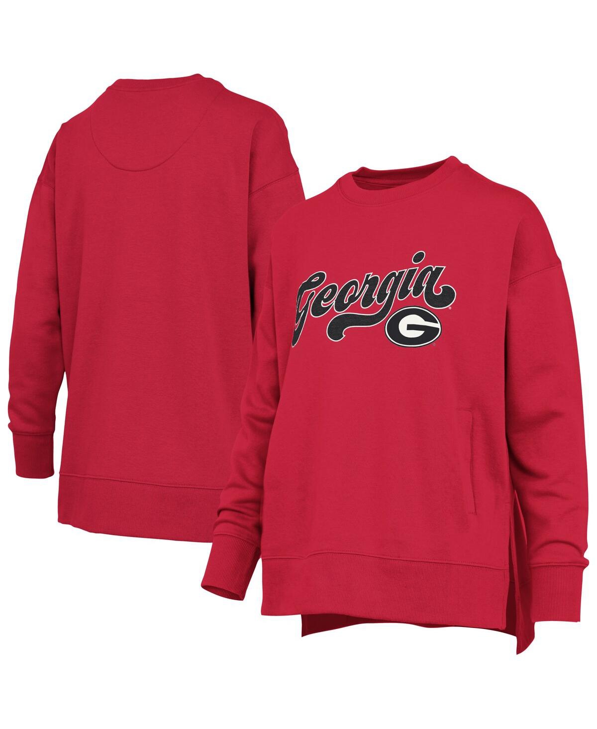 Pressbox Women's Red Georgia Bulldogs Bonanza Chenille Harper Script Sweatshirt In Red