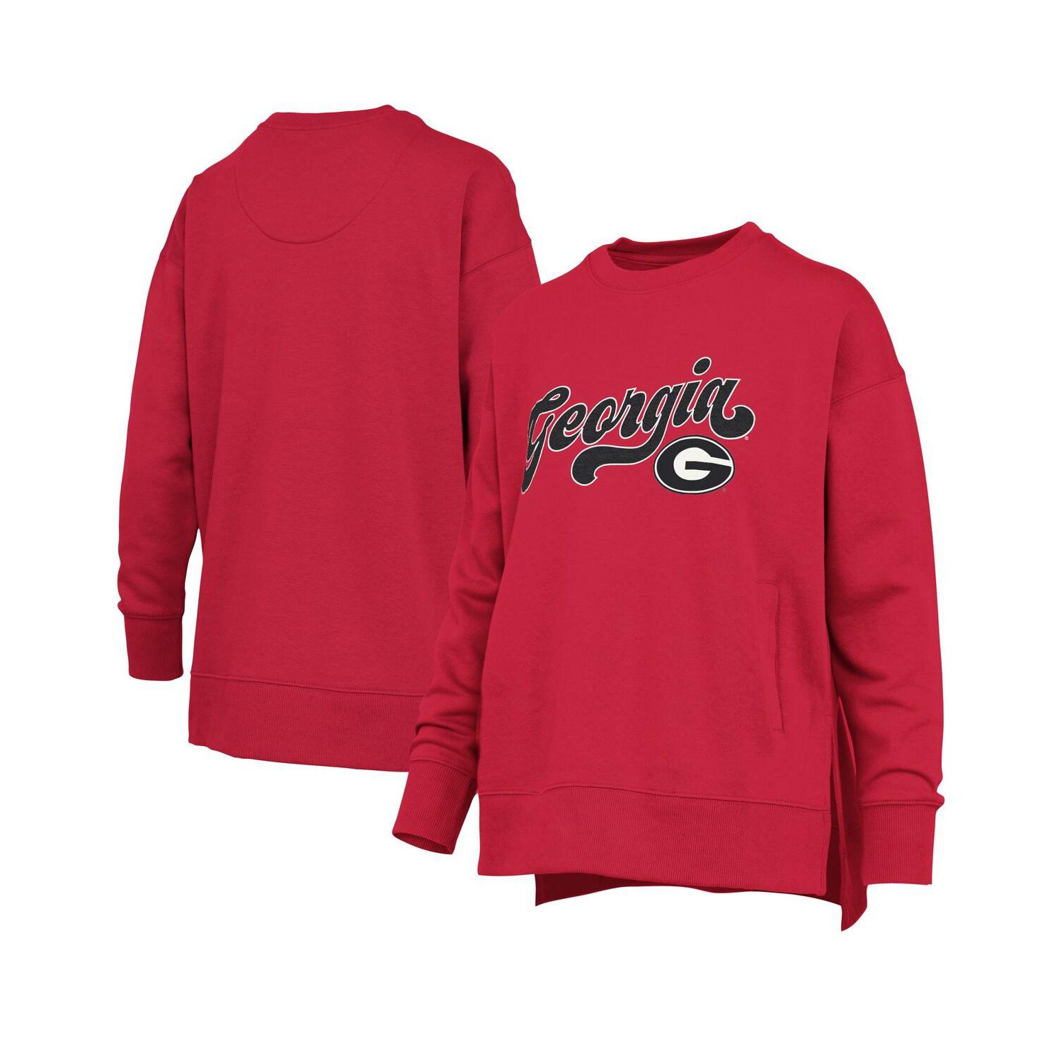 Women's Red Georgia Bulldogs Bonanza Chenille Harper Script Sweatshirt