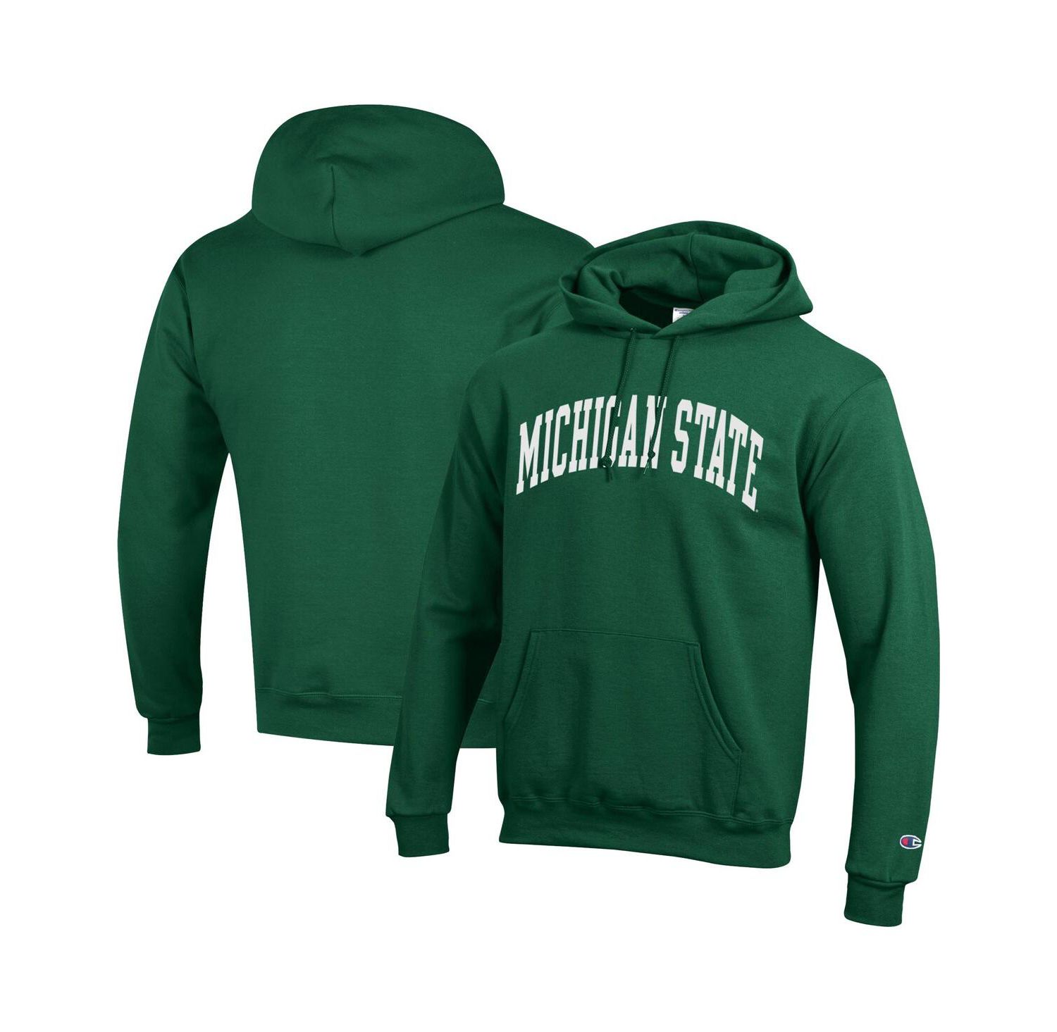 Men's Green Michigan State Spartans Basic Arch Fleece Pullover Hoodie
