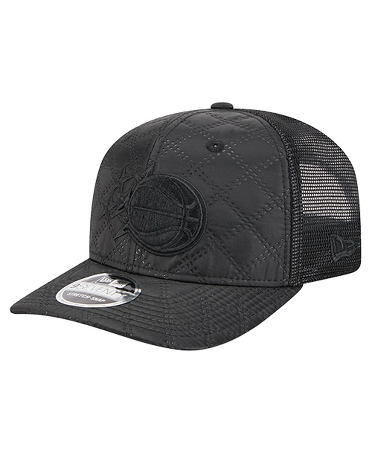 New Era Men's Black Orlando Magic Quilted Nylon 9seventy Trucker Adjustable Hat In Black
