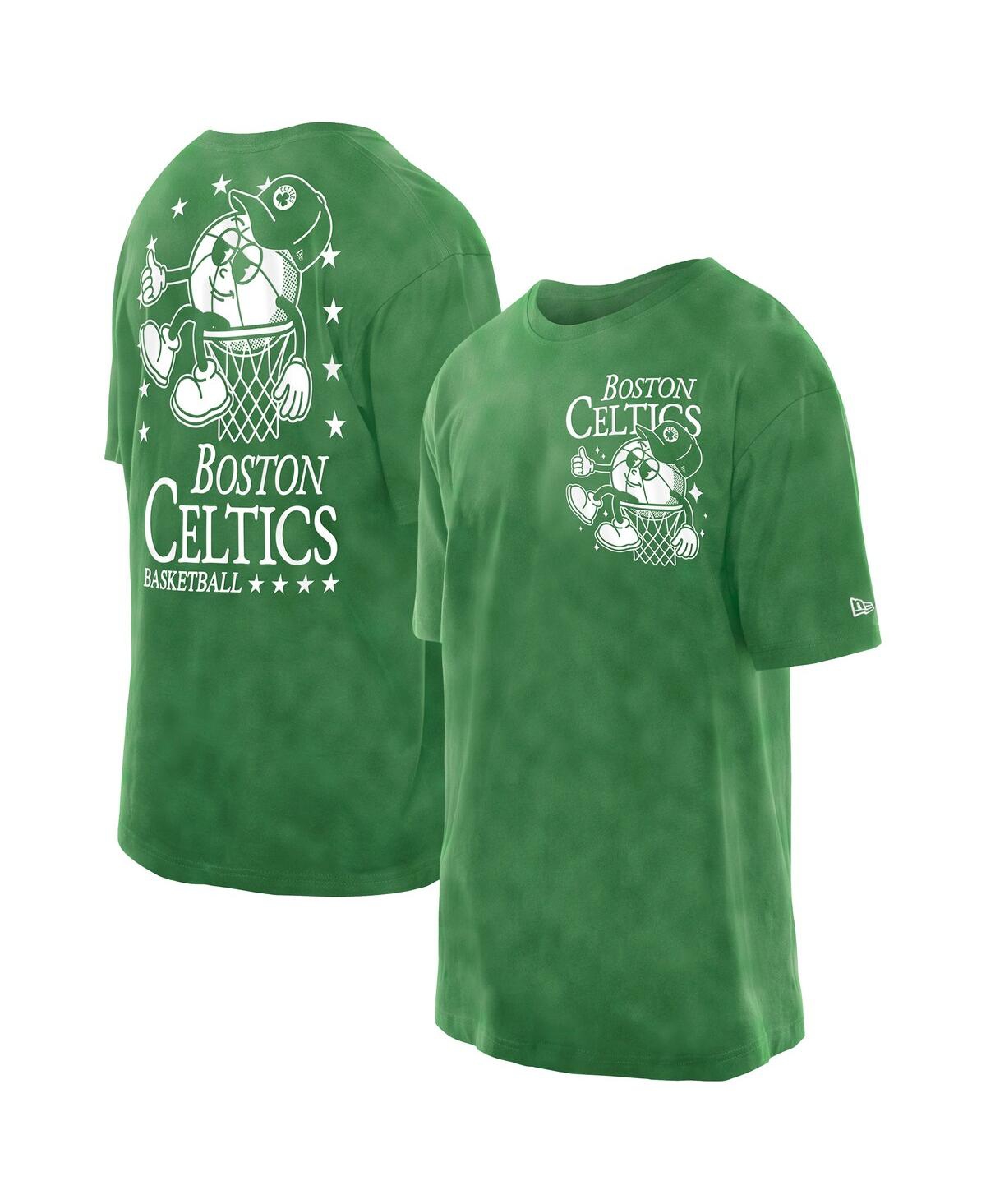 New Era Men's Kelly Green Boston Celtics Old School Sport Enzyme Wash Oversized T-shirt In Green