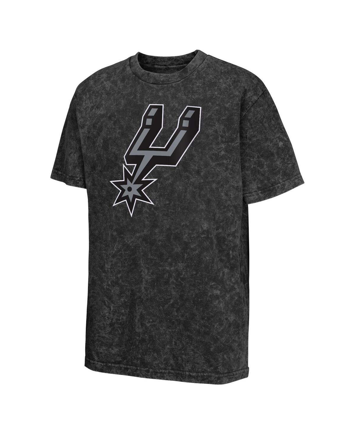 Outerstuff Big Boys And Girls Black San Antonio Spurs Rugged Defense T-shirt In Gray