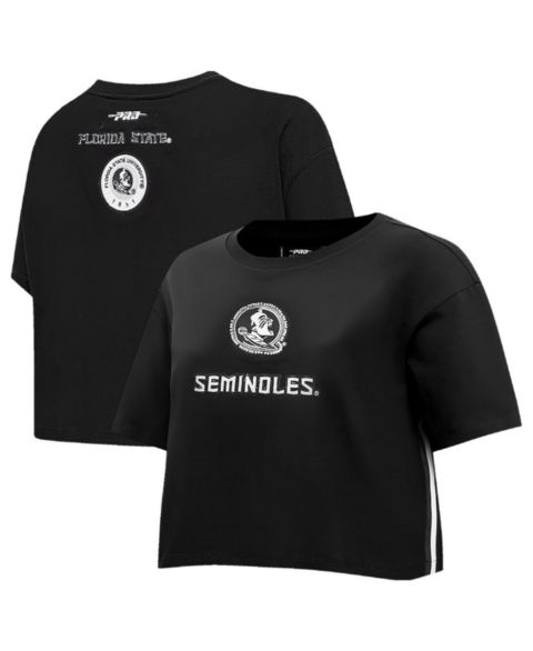 Женская футболка Pro Standard Black Florida State Seminoles Rhinestone Cultivated-Pearl Boxy Cropped