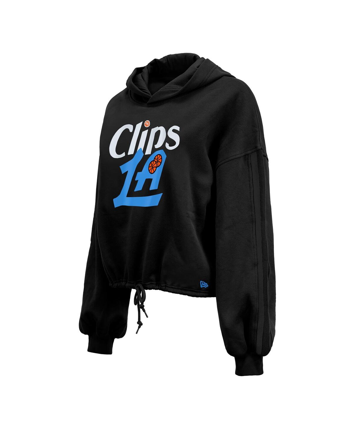New Era Women's Black La Clippers 2024/25 City Edition Cropped Pullover Hoodie In Black