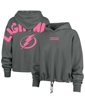 '47 Brand - Women's Gray Tampa Bay Lightning Bright Side Venice Cropped Pullover Hoodie