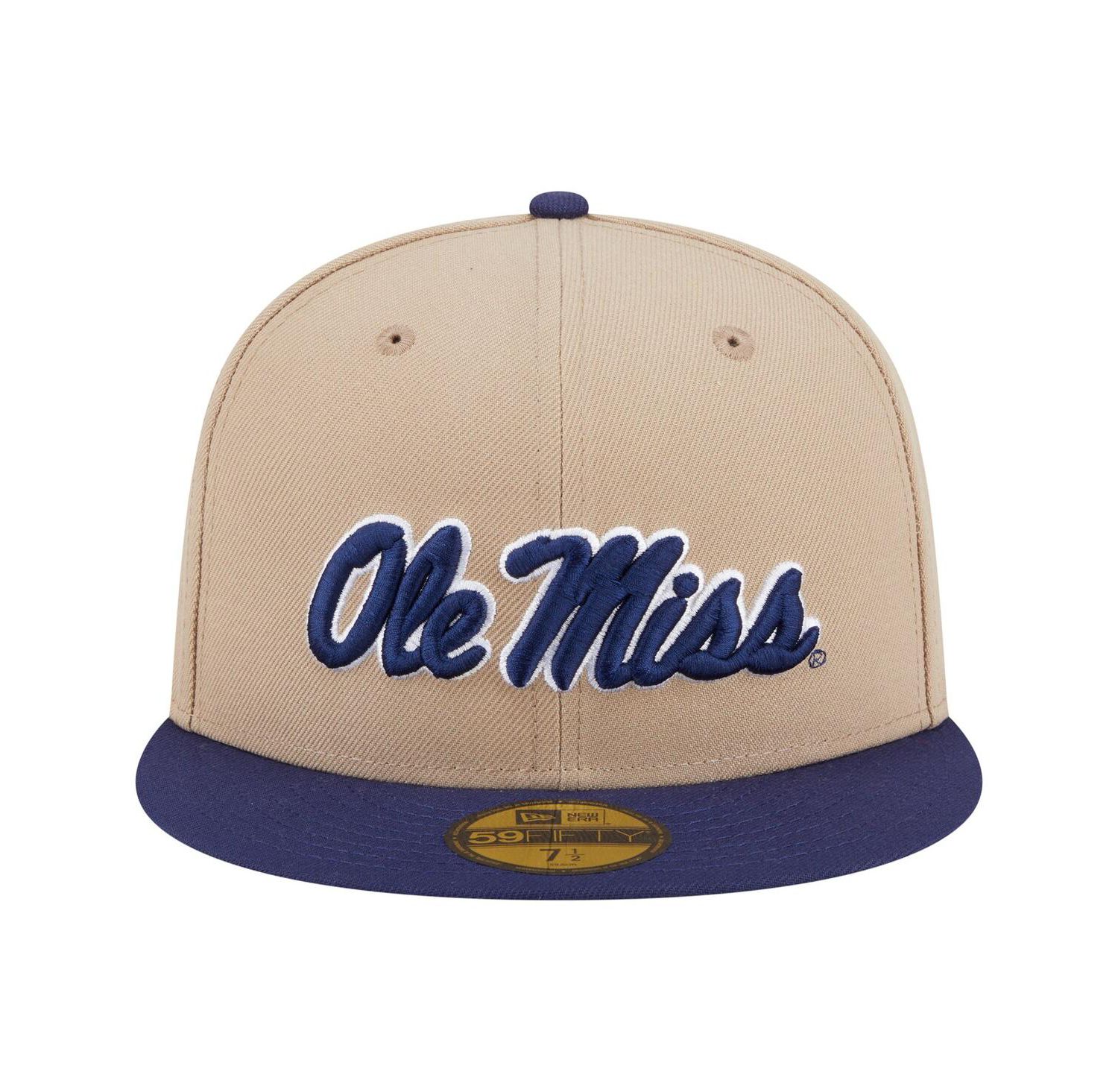 Men's Khaki Ole Miss Rebels Two-Tone 59FIFTY Fitted Hat