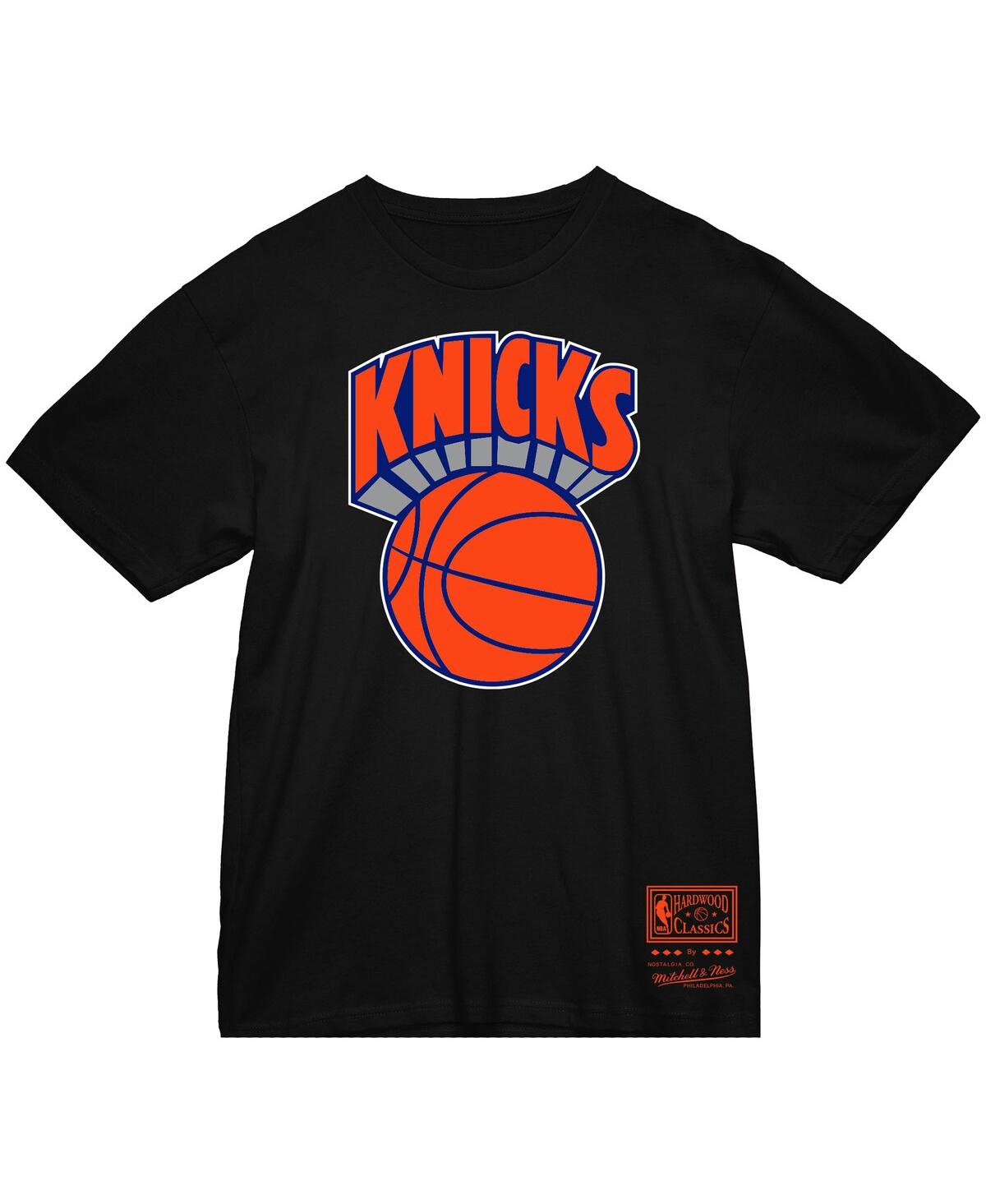 Mitchell & Ness Men's Black New York Knicks Big Tall Hardwood Classics Vintage Logo T-shirt In Black
