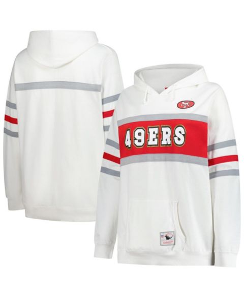 Женское худи Mitchell & Ness White San Francisco 49ers Plus Size Head Coach Throwback Pullover