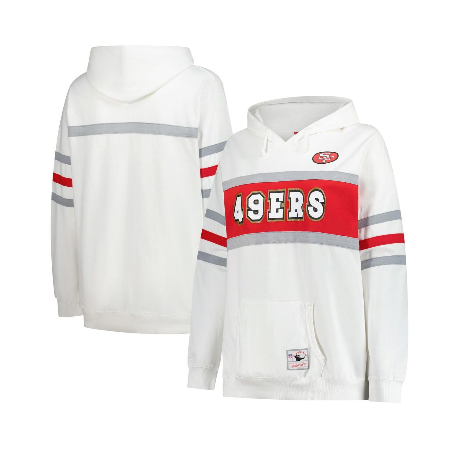 Women's White San Francisco 49ers Plus Size Head Coach Throwback Pullover Hoodie