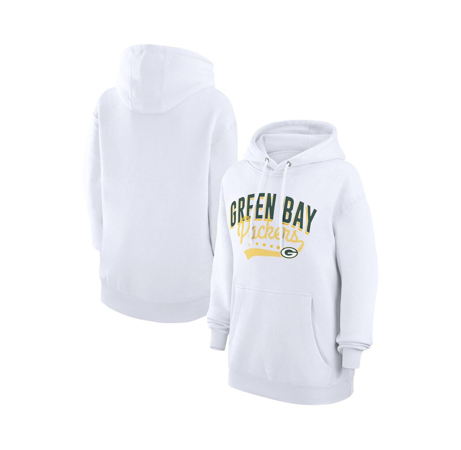 Women's White Green Bay Packers Filigree Logo Pullover Hoodie
