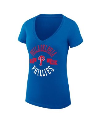 Women's Royal Philadelphia Phillies Super-Slim Fit Lightweight City Graphic V-Neck T-Shirt