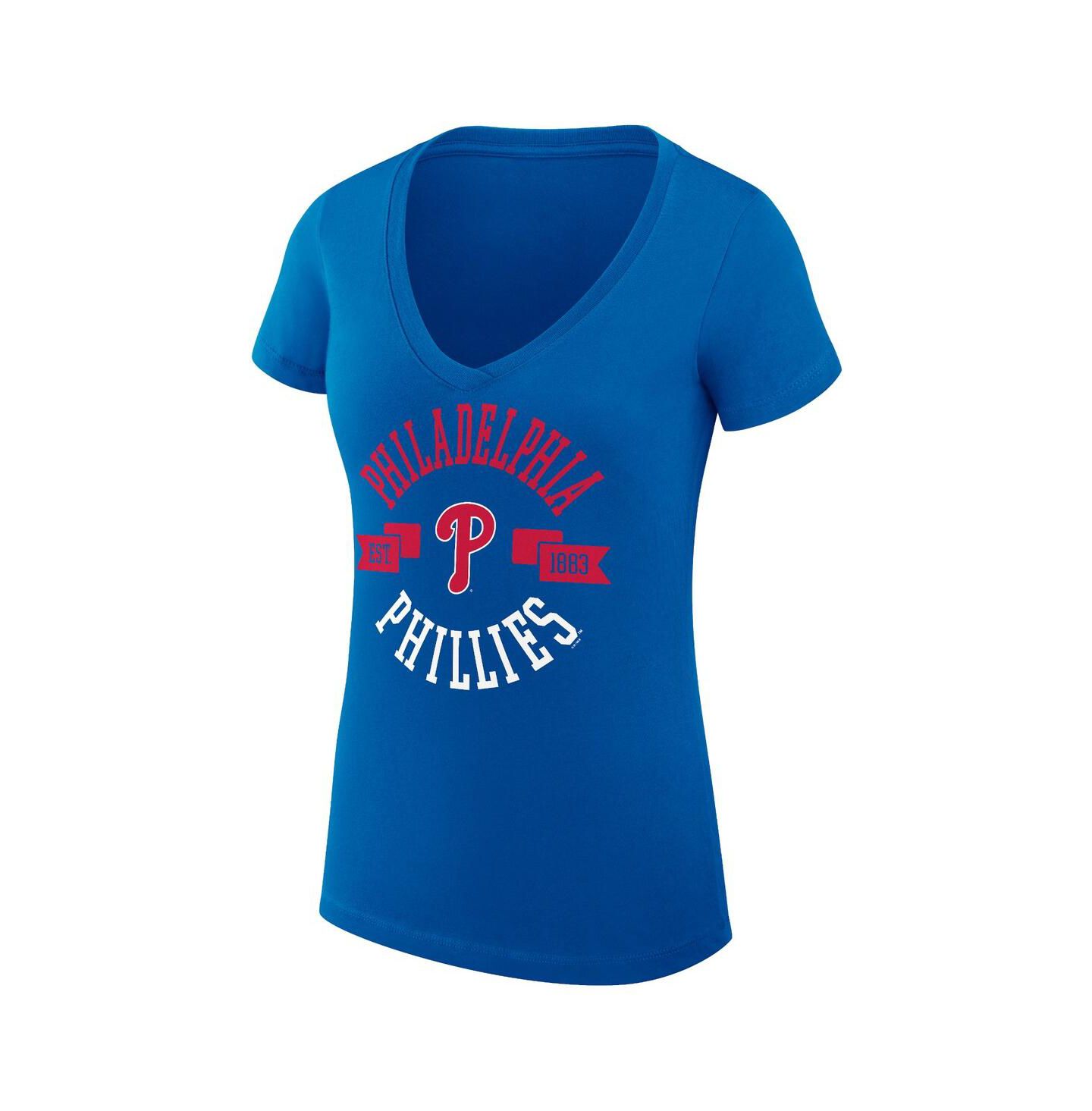 Женская футболка G-III 4Her by Carl Banks Royal Philadelphia Phillies Super-Slim Fit Lightweight City Graphic V-Neck — фото 3