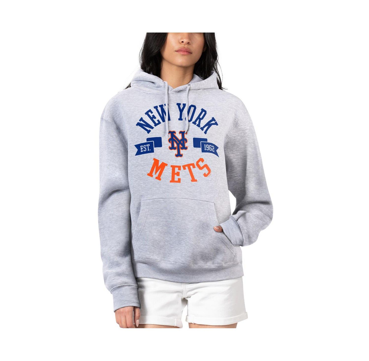 Women's Heather Gray New York Mets City Graphic Pullover Hoodie