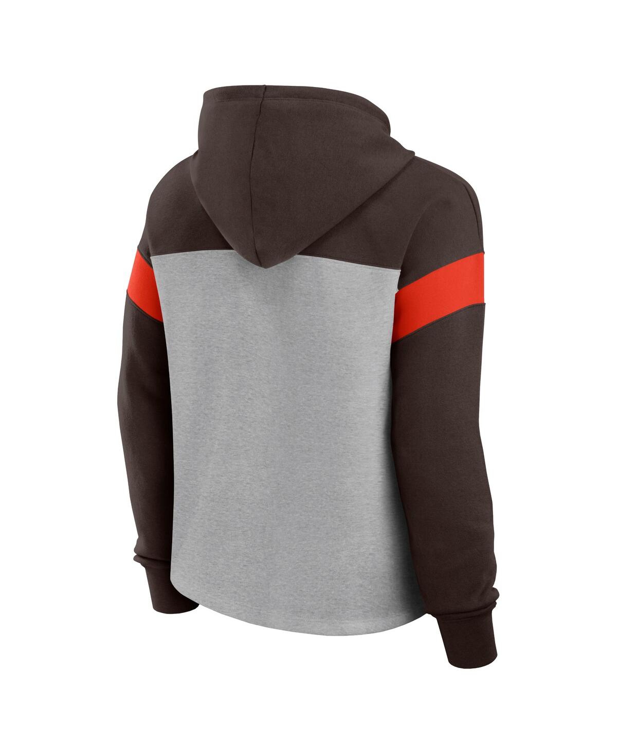 Fanatics Women's Heather Gray/brown Cleveland Browns Bold Play Call Pullover Hoodie In Gray