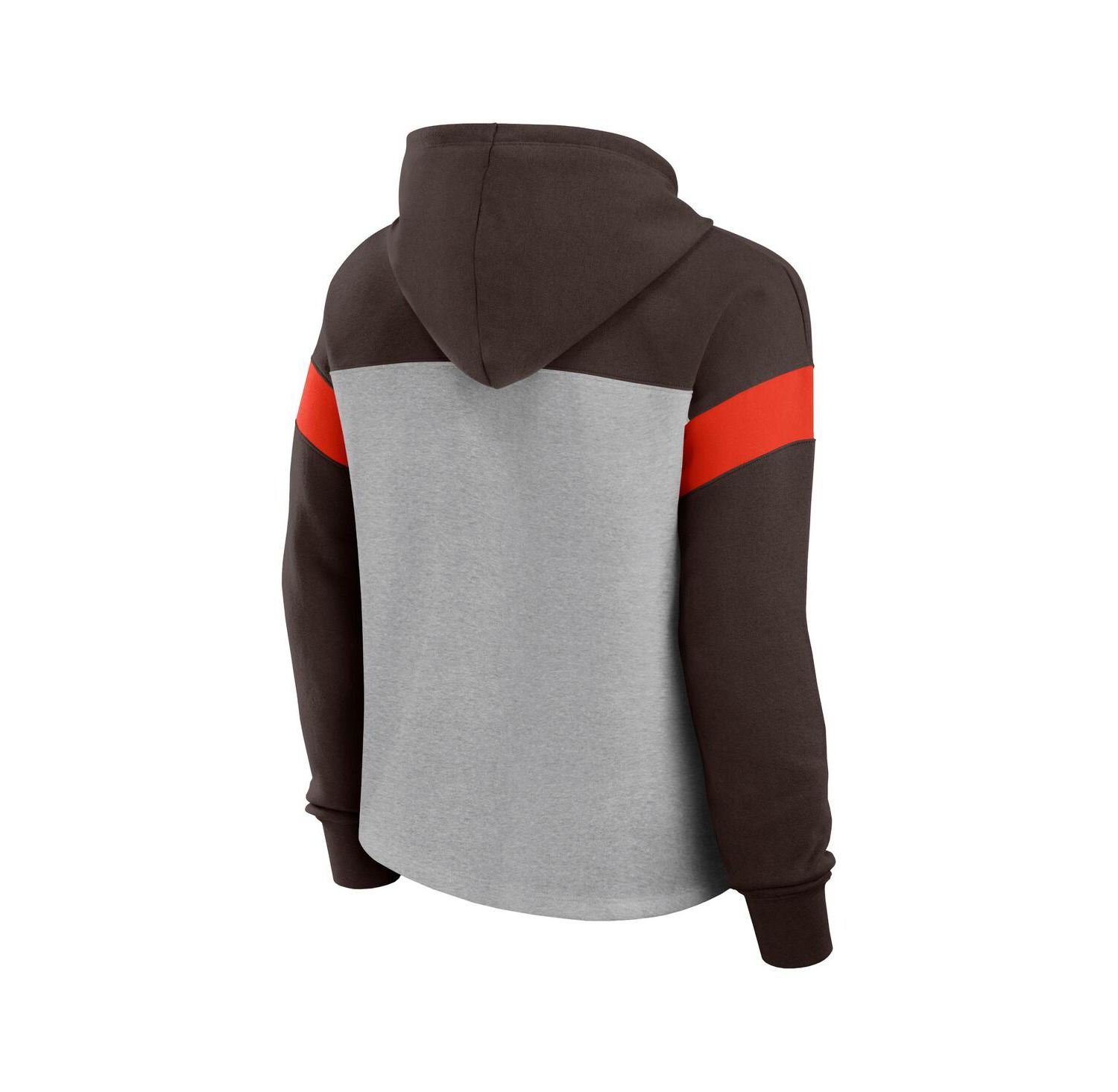 Women's Heather Gray/Brown Cleveland Browns Bold Play Call Pullover Hoodie