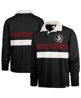 '47 Brand - Men's Black Florida State Seminoles Clubhouse Knox Thames Long Sleeve Rugby Polo Shirt