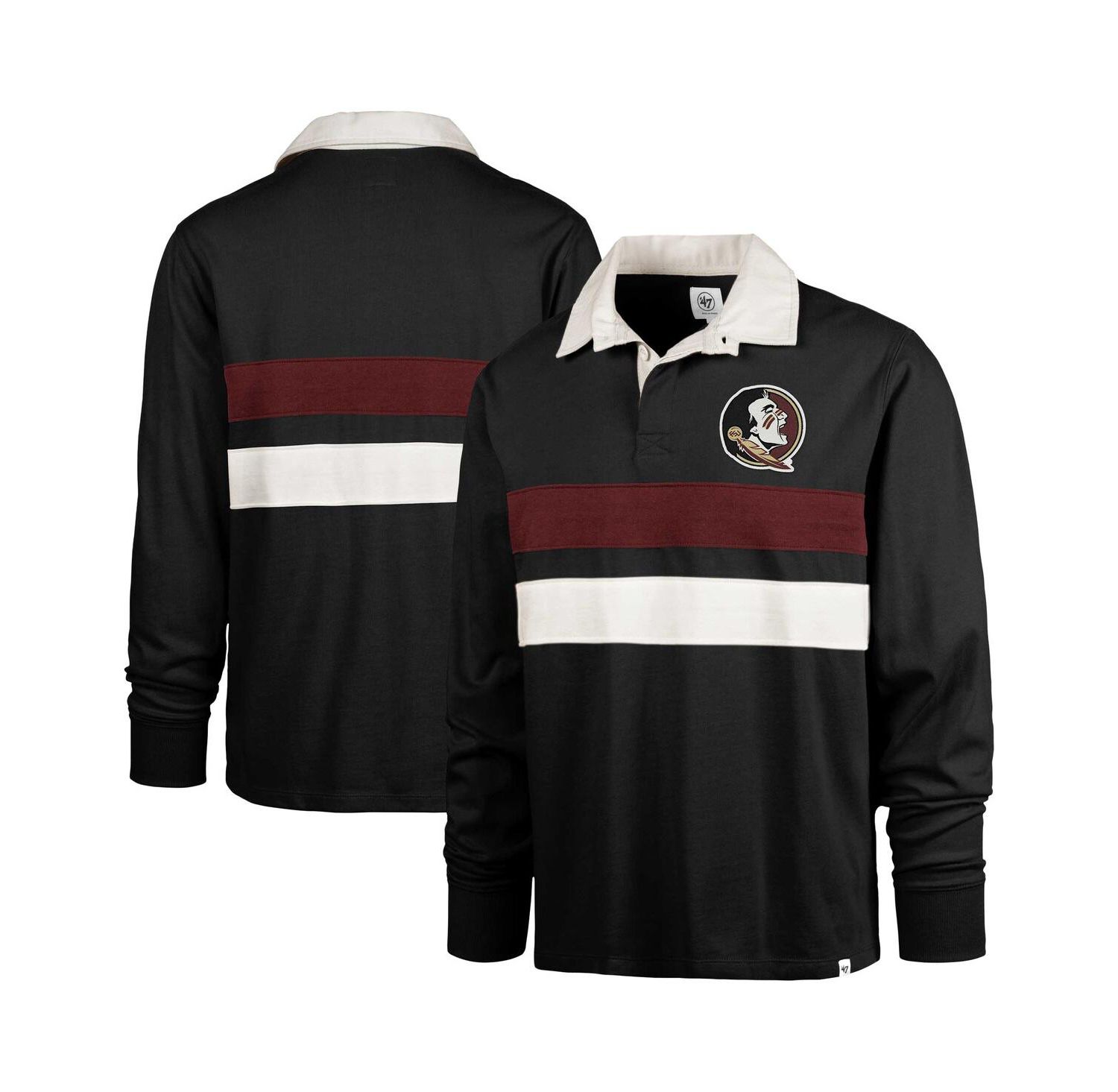 Men's Black Florida State Seminoles Clubhouse Knox Thames Long Sleeve Rugby Polo Shirt