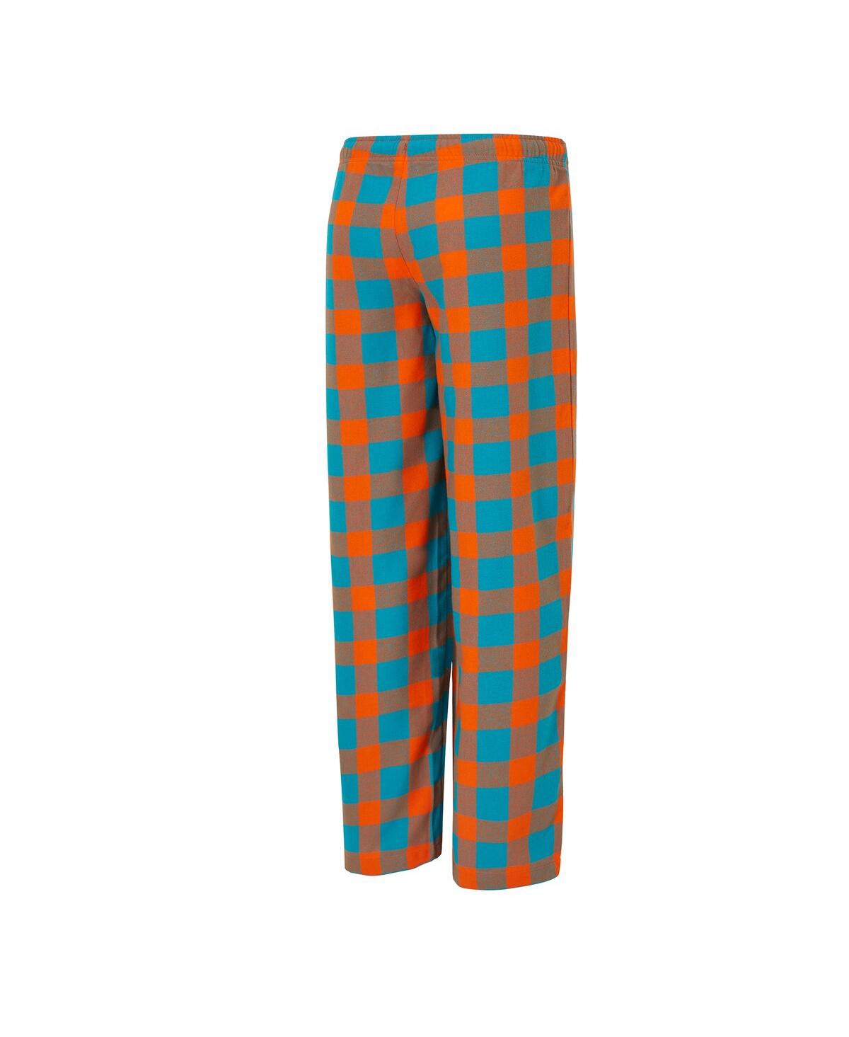 Concepts Sport Women'sâ 2-piece Aqua/orange Miami Dolphins Avondale T-shirt And Pants Flannel Pj Set In Multi