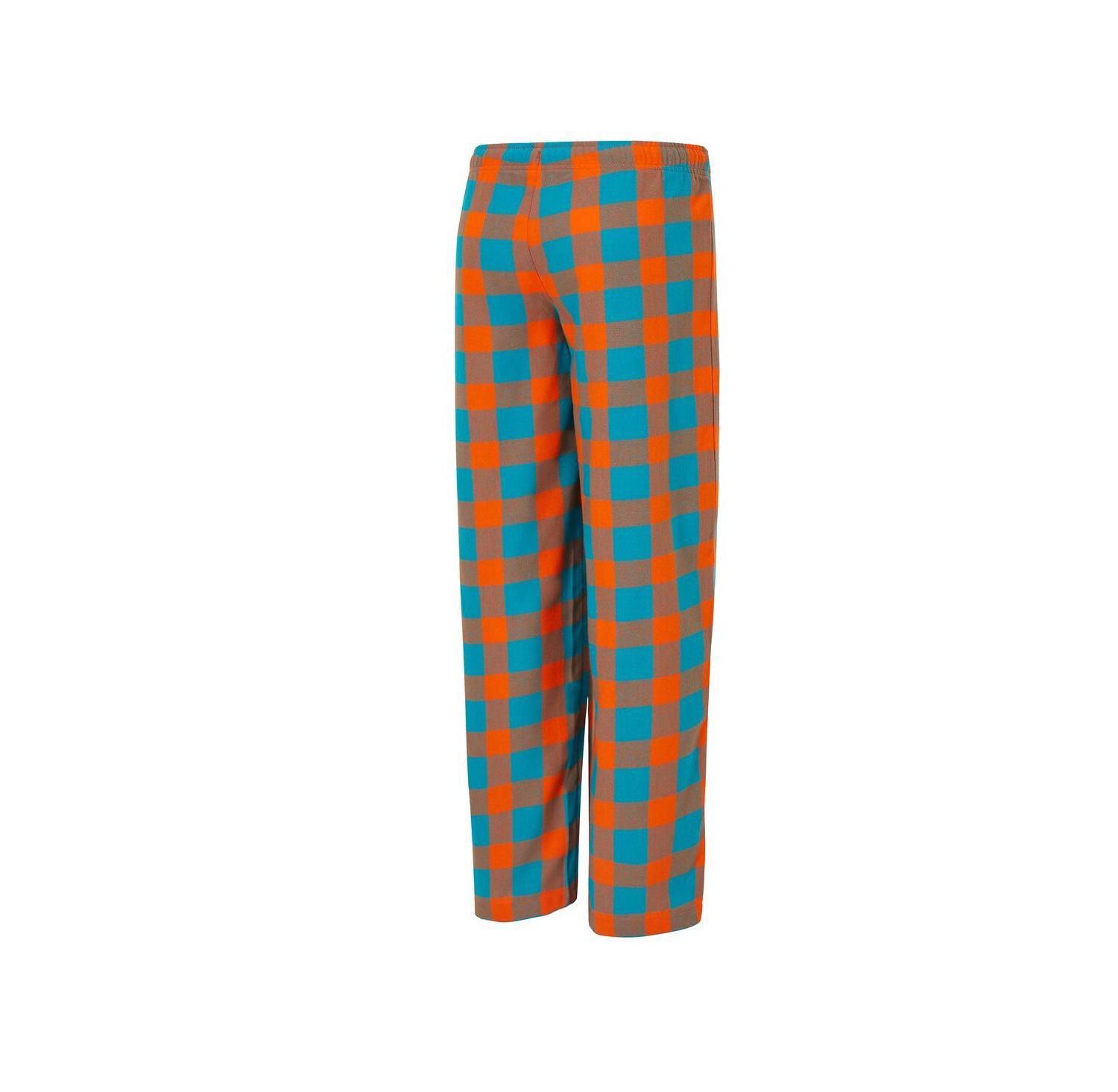 Women's 2-Piece Aqua/Orange Miami Dolphins Avondale T-Shirt and Pants Flannel Pajama Set