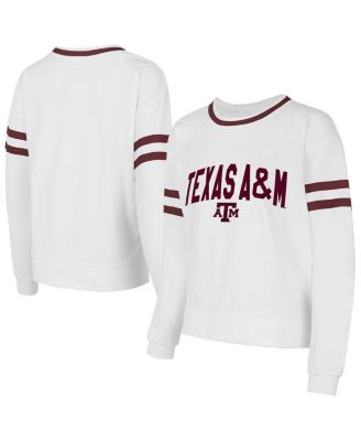 Concepts Sport - Women's White Texas A M Aggies Borough French Terry Arch Over Long Sleeve Top