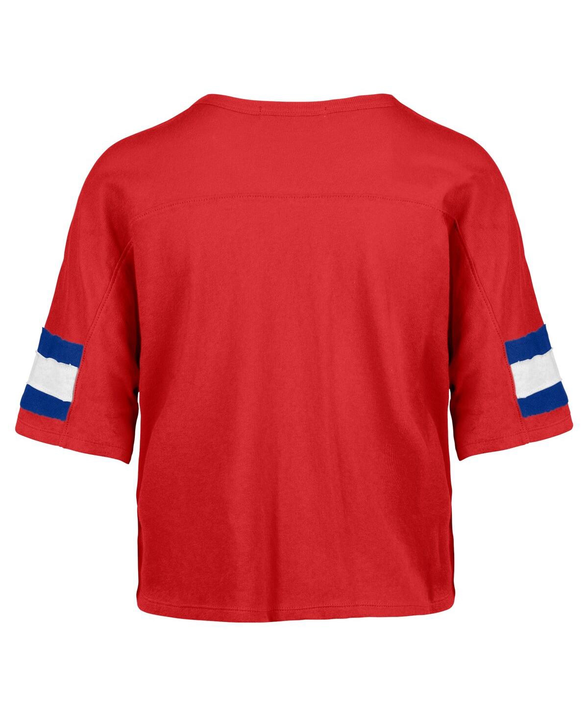 '47 Brand Women's Red Houston Oilers Gridiron Classics Double Header Scout Cropped V-Neck T-Shirt
