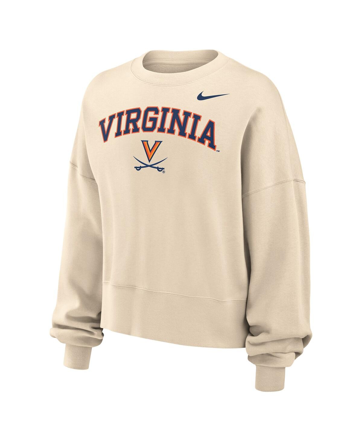Nike Women's Natural Virginia Cavaliers Phoenix Fleece Oversized Cropped Sweatshirt In Neutral
