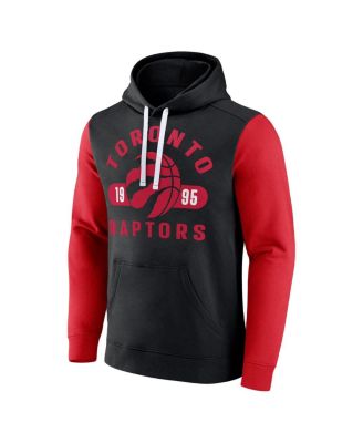 Men's Black/Red Toronto Raptors Attack Color Block Pullover Hoodie