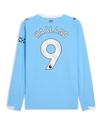 Men's Erling Haaland Sky Blue Manchester City 2025/26 Home Replica Long Sleeve Player Jersey