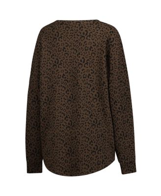 Women's Brown Michigan Wolverines Leopard Oversized Sweatshirt