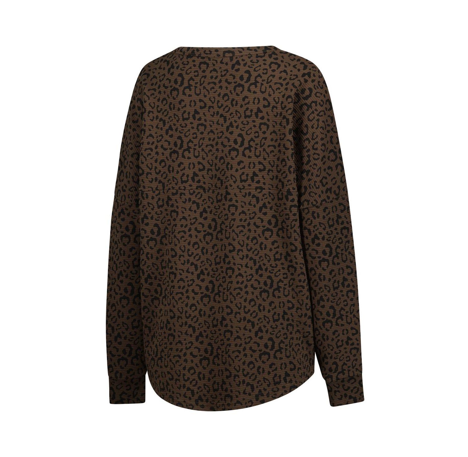 Women's Brown Michigan Wolverines Leopard Oversized Sweatshirt