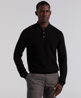 Men's Textured Front Polo Sweater