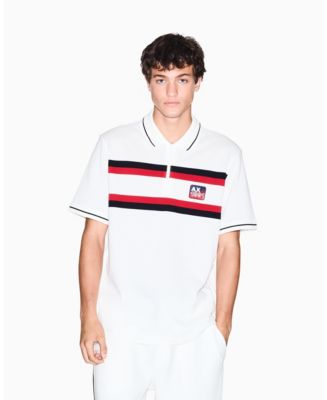 A|X Armani Exchange Men's Color Block Pique Zip-Collar Tipping