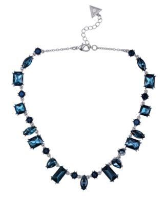 GUESS - Epoxy Glass and silver Stone Silver-Tone Statement Necklaces