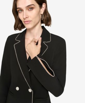 Women's Rhinestone-Trim Tuxedo Dress