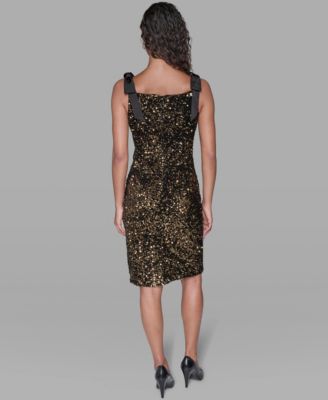 Women's Square Neck Sequin Detail Dress