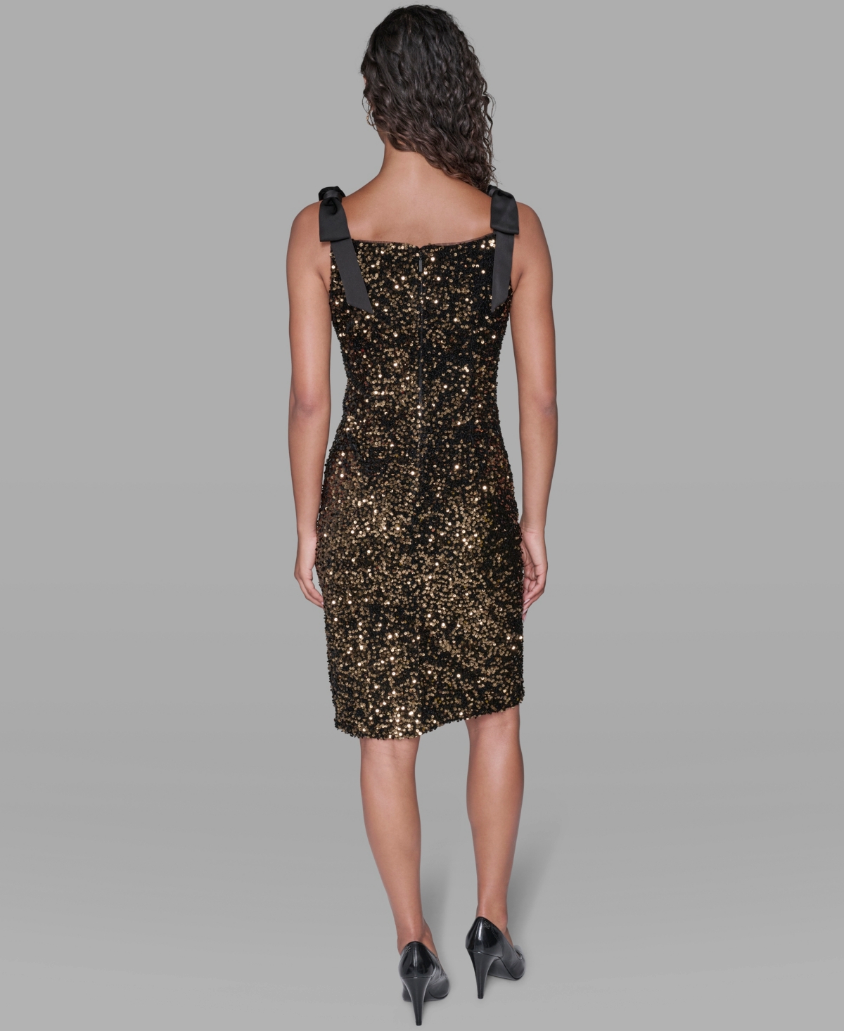 Karl Lagerfeld Paris Women's Square Neck Sequin Detail Dress