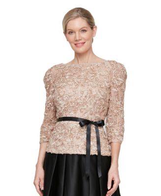 Alex Evenings - Women's 3/4 Sleeve Soutache Blouse