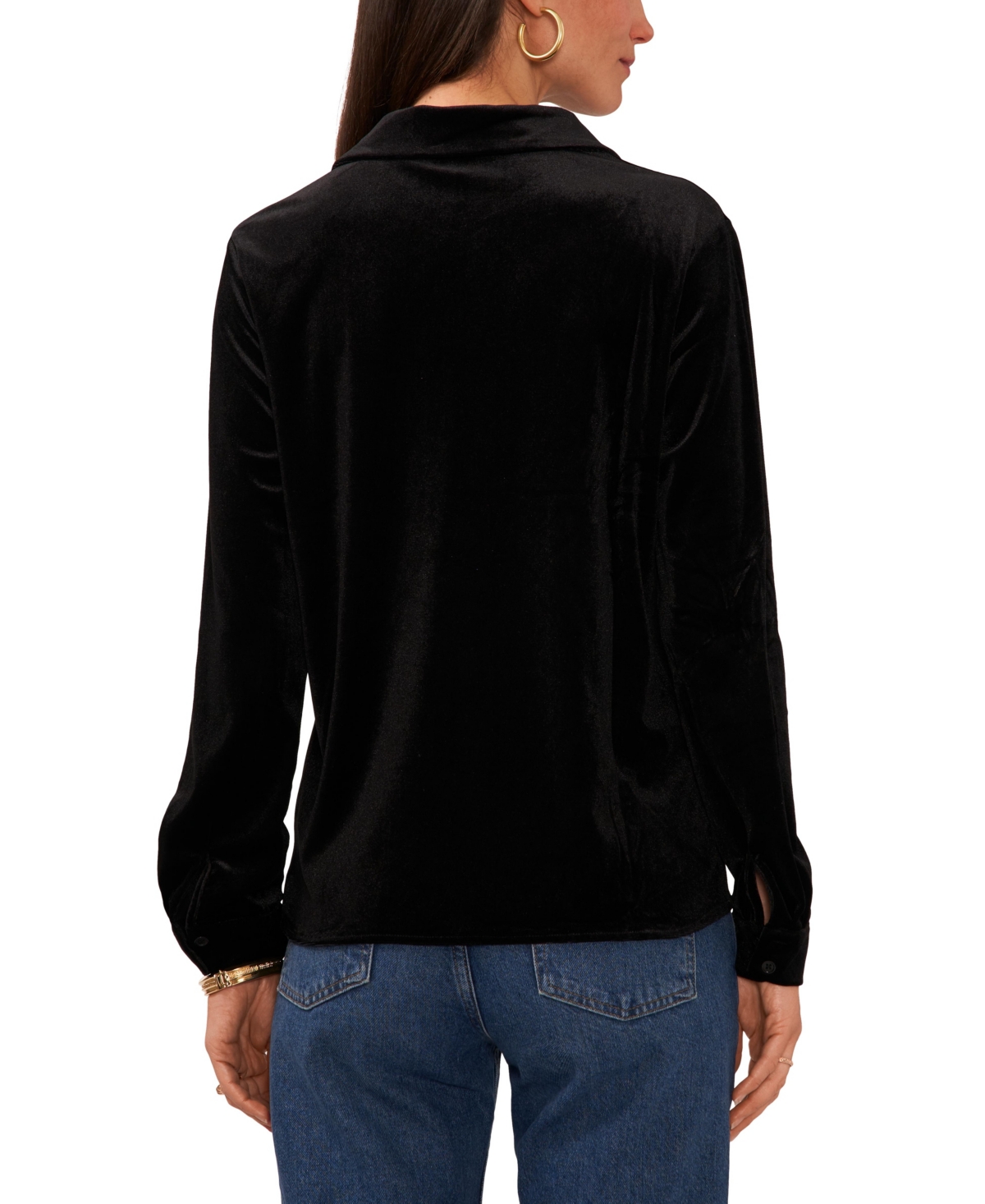 Vince Camuto Women's Button-down Collar Top In Black