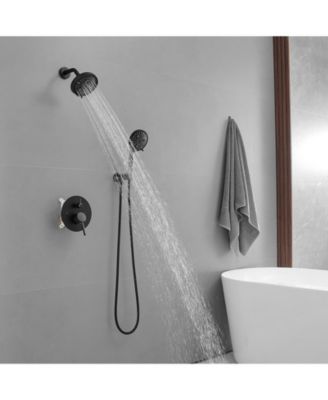 Single-Handle 1-Spray Round Rain Shower Faucet Set with Rain Shower Head & Hand Shower  (Valve Included)