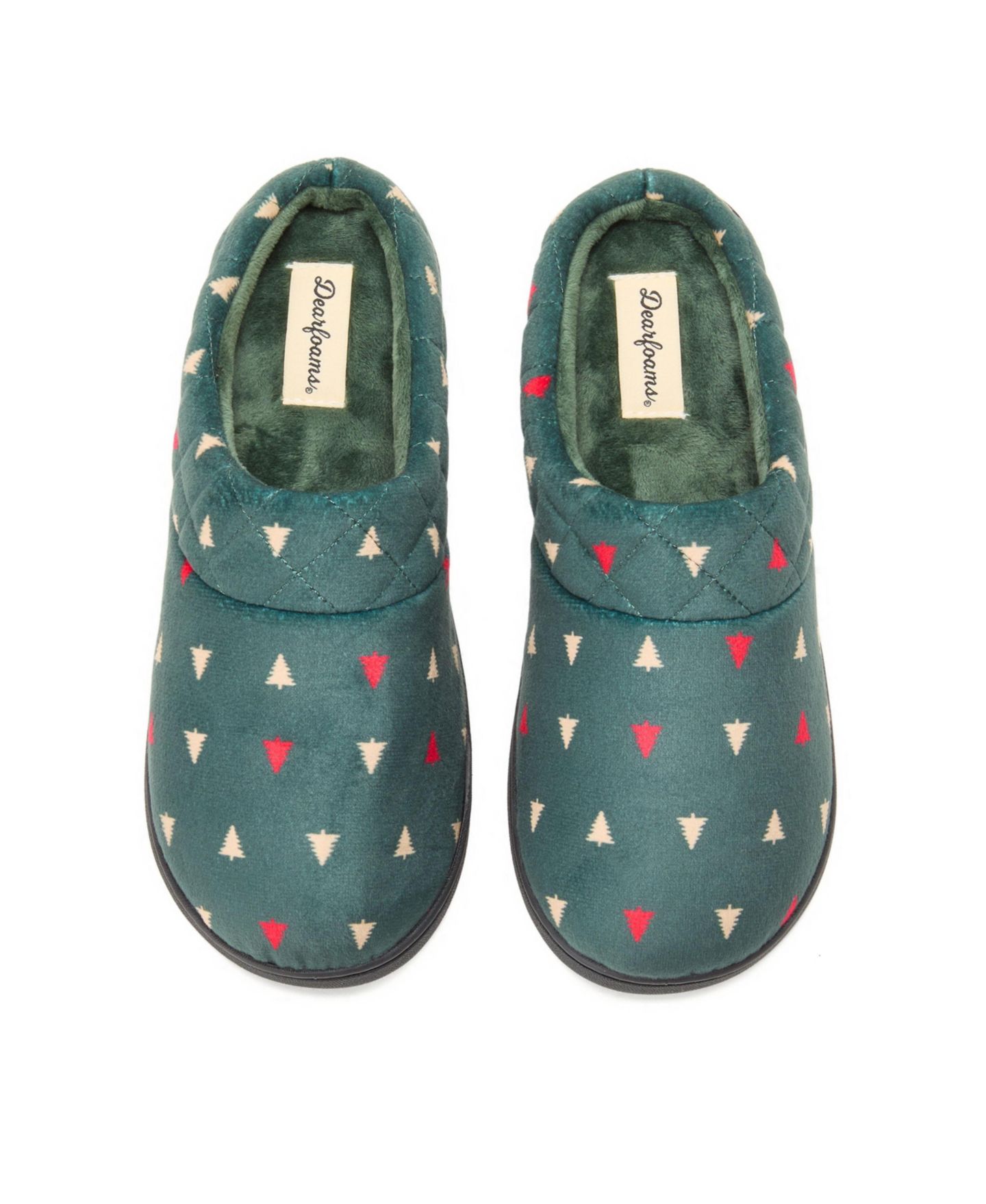 Женские сабо Dearfoams Darcy Velour Clog Slippers, цвет: Тёмно-зелёный — фото 4