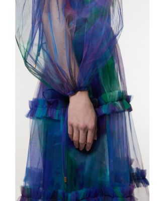 Women's Dark Floral Plunge Maxi Dress