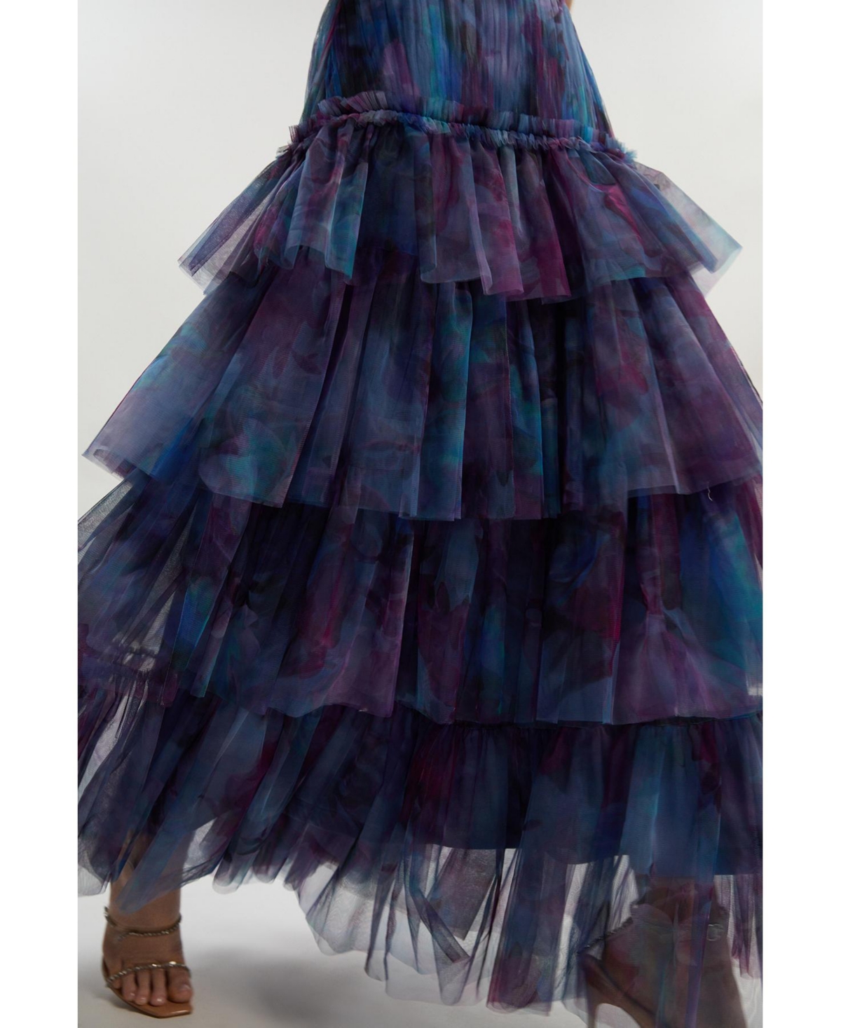 Karen Millen Women's Floral Tulle Off Shoulder Maxi Dress