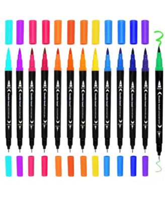 24 Colors Brush Markers for Adult Coloring Books, Coloring Markers for Adults Lettering, Dual Tip Brush Pens