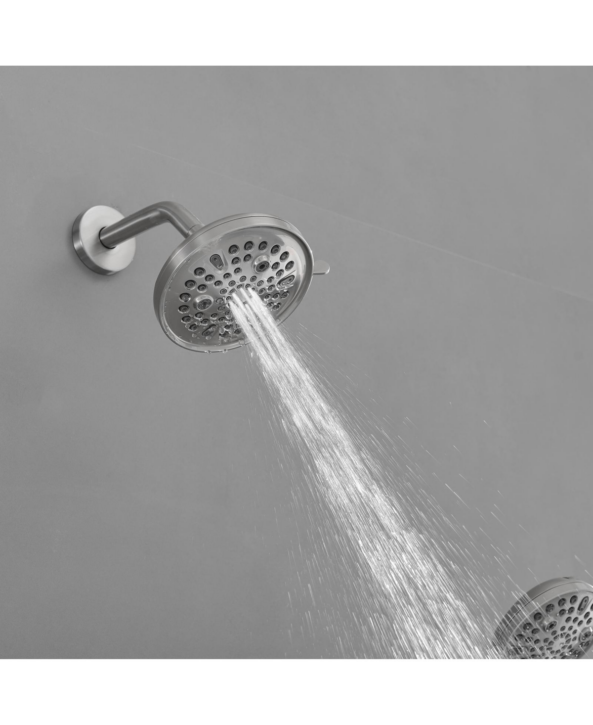 Single-Handle 1-Spray Round Rain Shower Faucet Set with Head & Hand Brushed Nickel (Valve Included)