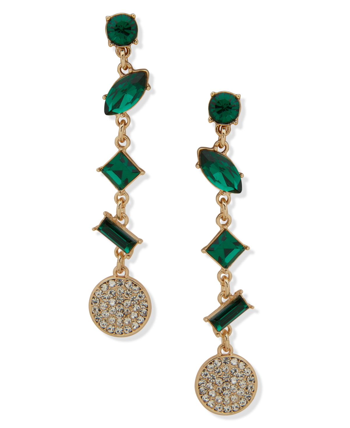 Karl Lagerfeld Green Stone Linear Earrings In Green