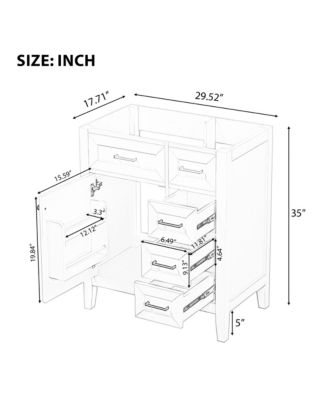 Bathroom Vanity Cabinet Base 30-Inch with Drawers, Solid Frame and MDF Board