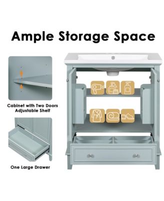30" Bathroom Vanity, Cabinet Base Only, Multi-Functional Cabinet with Doors and Drawer, Solid Frame and MDF Board